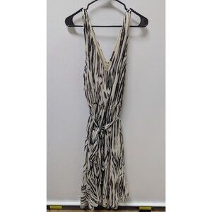Lane Bryant Ivory/Black Zebra Striped Flared Dress